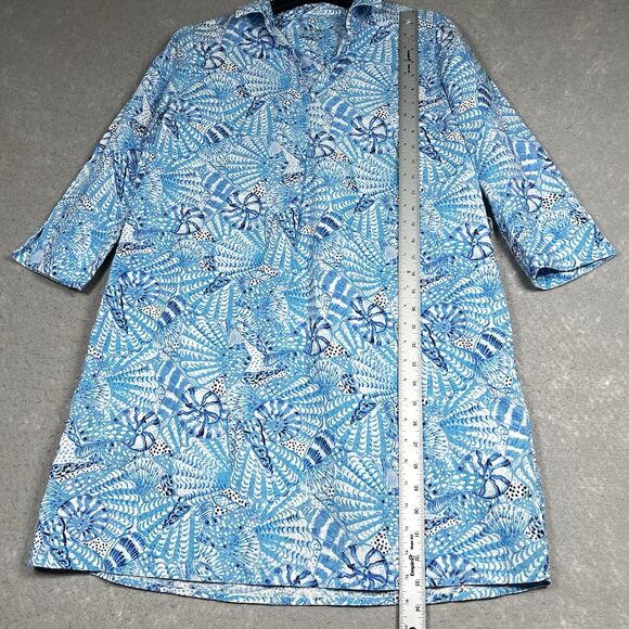 Lilly Pulitzer Pilar Linen Beach Shirt Dress Womens Small Amalfi Blue Seashore - Picture 8 of 15